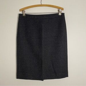 J. Crew Women's Size 8 Gray 100% Wool Lined Back Slit Career Office Pencil Skirt